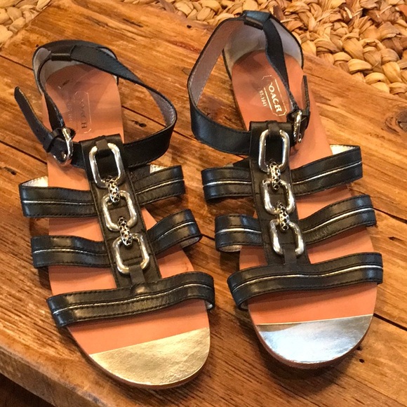 Authentic Coach Tesa Gladiator Style Leather Sandals w Silver Hardware Size 10 - Picture 16 of 16